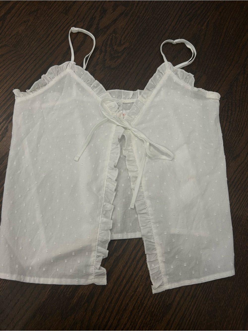 Colsie White Swiss Dot Ruffle Cami Top